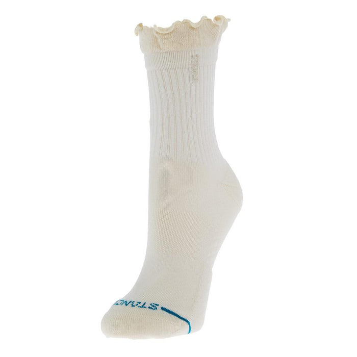 Ladies Ruffle White ButterBlend Quarter Sock