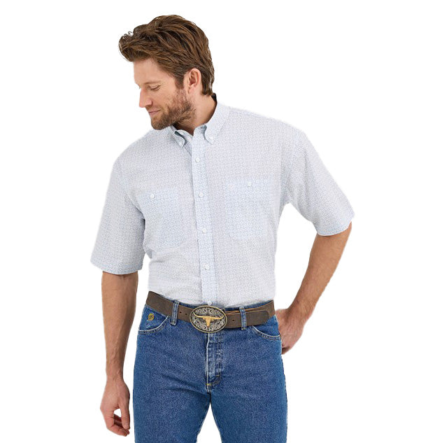 Men's George Strait White Print Shirt