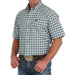 Mens Cream Plaid Short Sleeve Button Down Shirt