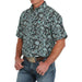 Men's Black Paisley Print Short Sleeve Button Down Shirt