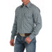 Men's Green Print Modern Fit Long Sleeve Button Down Shirt