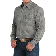 Mens White Stripe Modern Fit Long Sleeve Snap Shirt