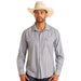 Mens Blue Jacquard Stripe Shirt
