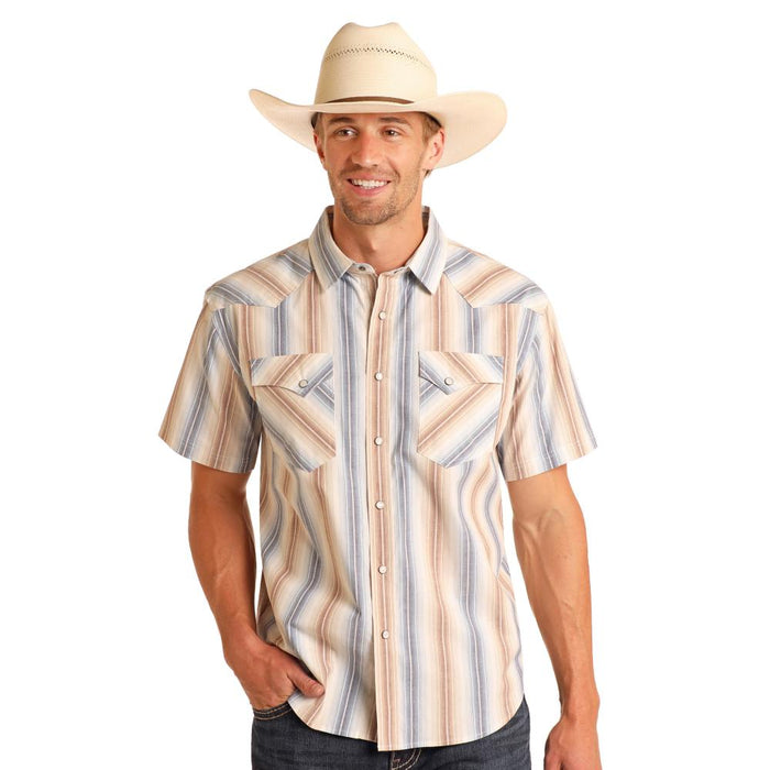 Mens Tan Vintage Stripe Shirt