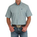 Mens Green Aztec Print Classic Fit Short Sleeve Button Down Shirt