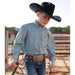 Boys Green Print Long Sleeve Button Down Shirt