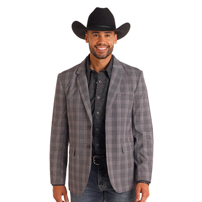 Mens Indigo Plaid Sports Coat