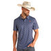 Mens Navy Geo Print Polo