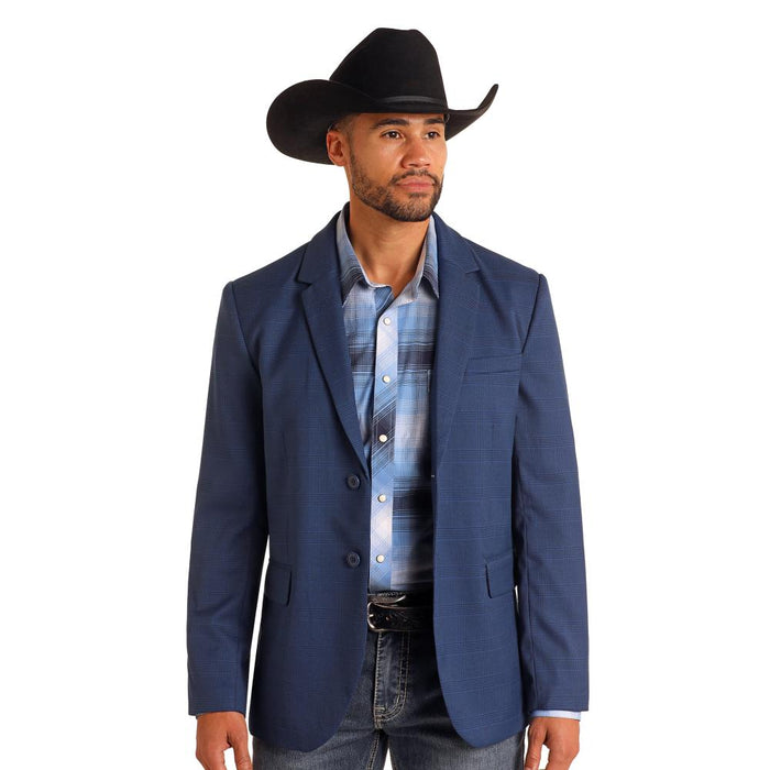 Mens Navy Plaid Sports Coat