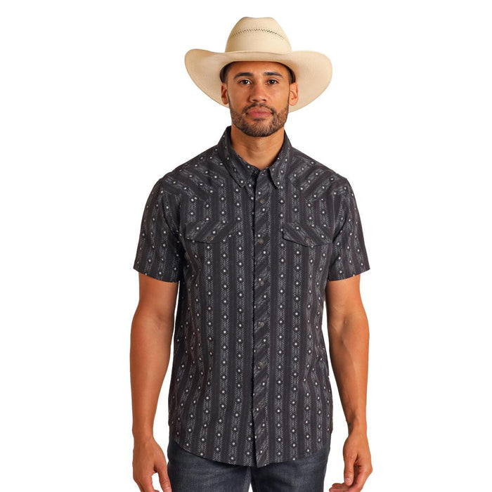 Men's Abstract Black Performance Short Sleeve Shirt