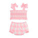 Girls Pink Smocked Check Swimsuit
