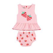 Girls Pink Strawberry Swimsuit