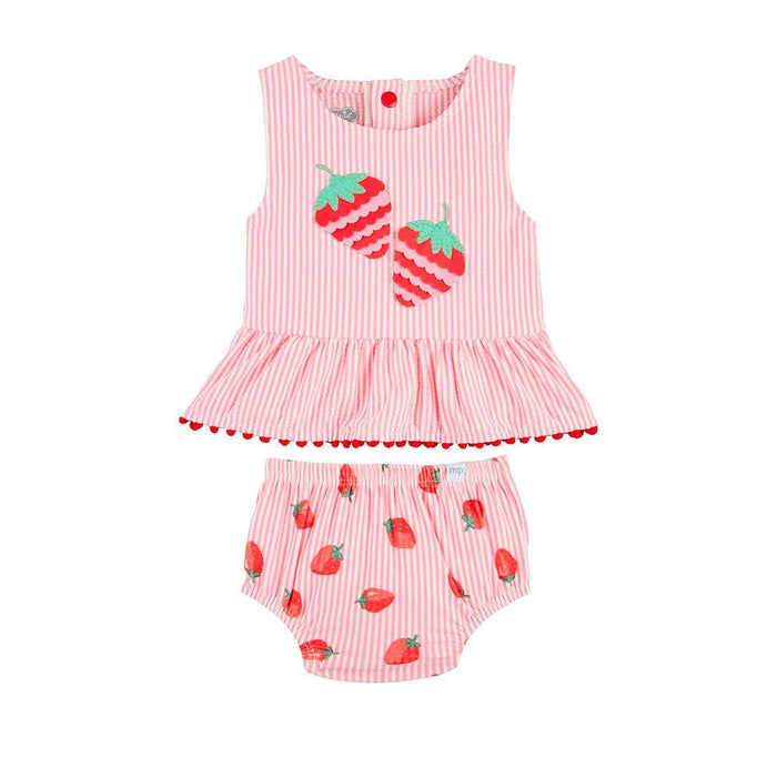 Girls Pink Strawberry Swimsuit