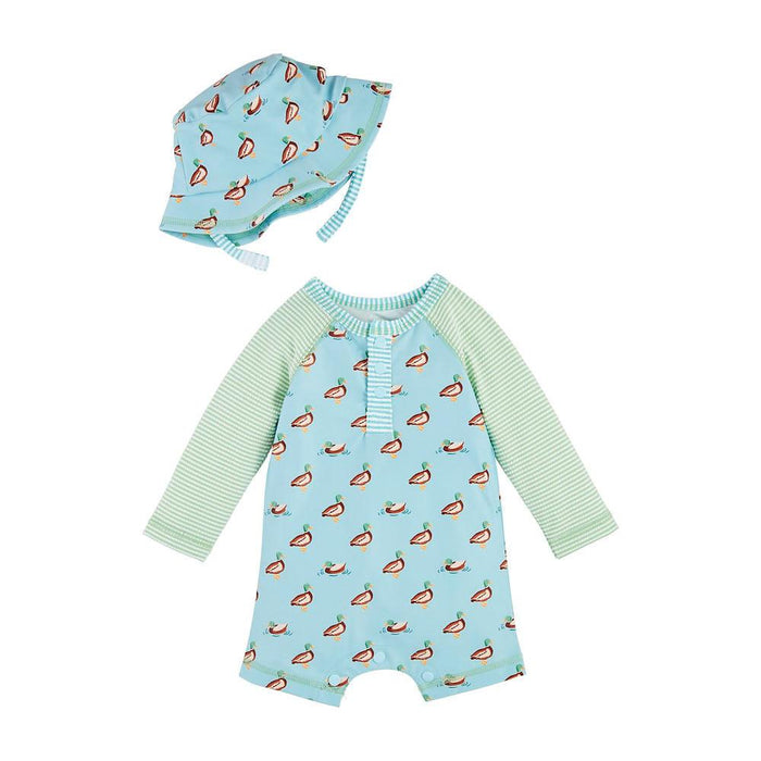 Boys Rash Guard Duck One Piece with hat
