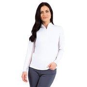 Women's White Essential Long Sleeve Zip Mock Top
