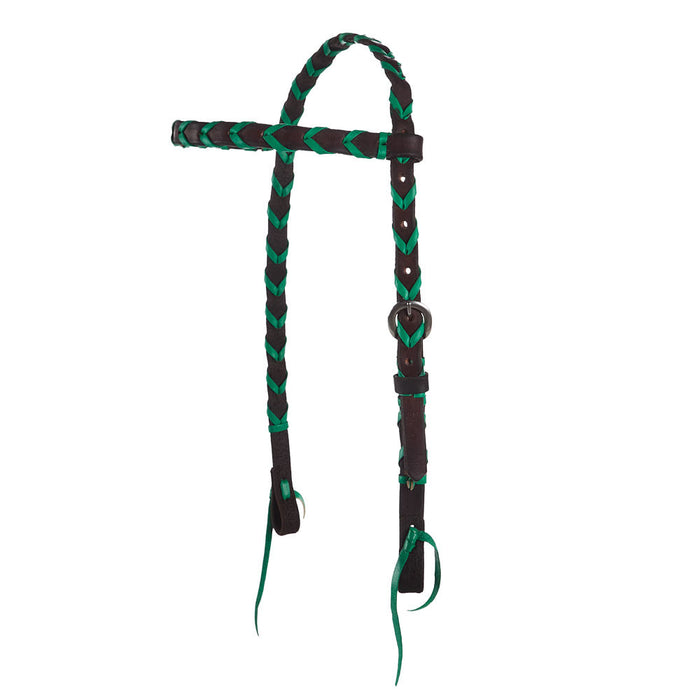 Browband Green Colored Lace Headstall
