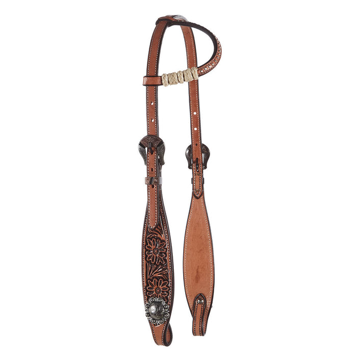 Scalloped Tooled with Rawhide Slide Ear Headstall