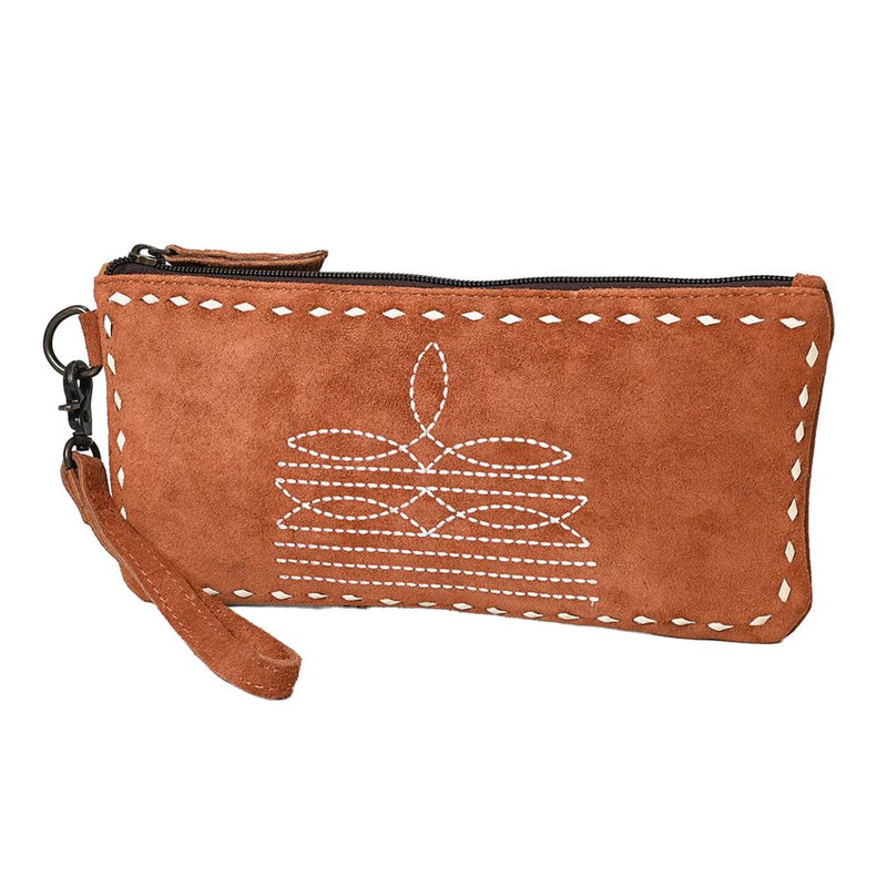 Suede Boot Stitch Wristlet
