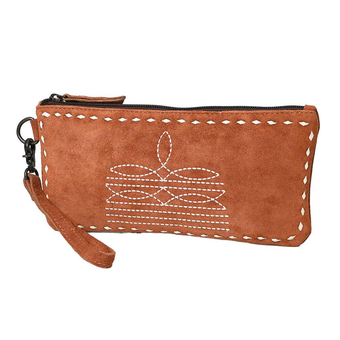 Suede Boot Stitch Wristlet