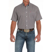 Mens Arena Flex Red Print Short Sleeve Button Down Shirt