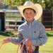 Boy's Cream Print Long Sleeve Button Down Shirt