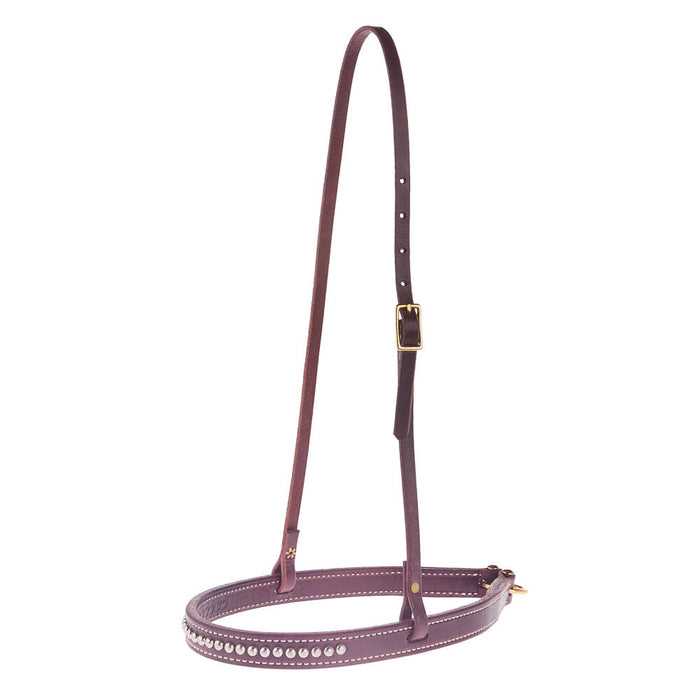 Dark Leather Noseband with Fancy Dots