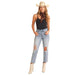 and High Rise Straight Cropped Jeans