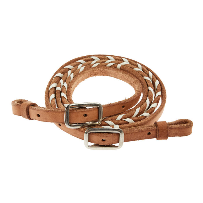 Gold Lace Leather Braided Barrel Reins