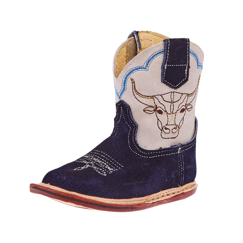 Infant Cowbabies Steer Head Blue Suede Boot