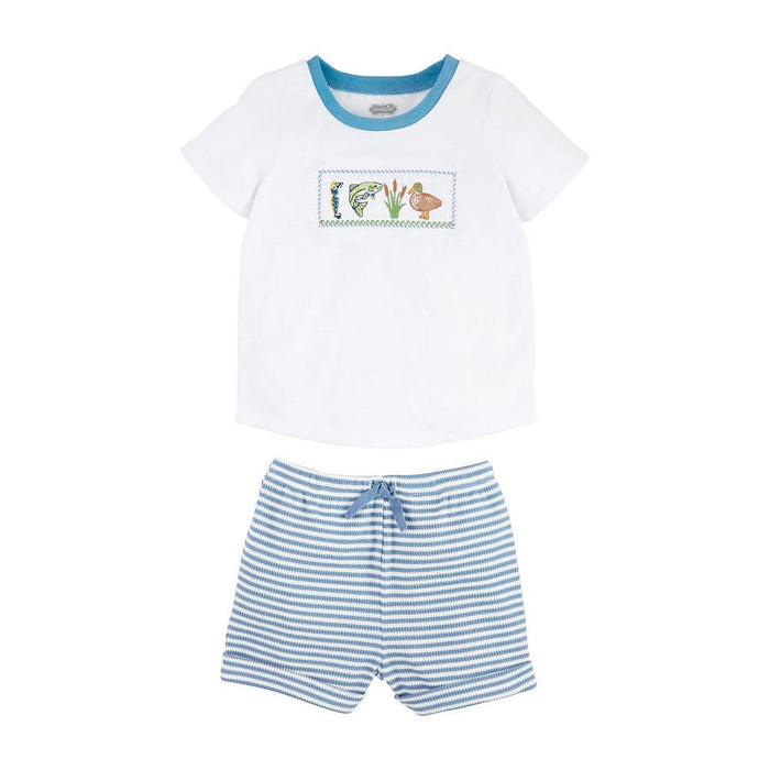 Boys Fished Smocked Short Set
