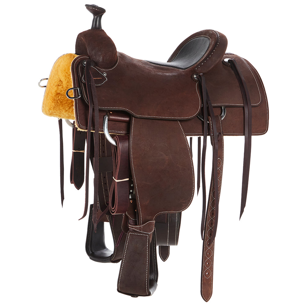 Martin Saddlery 15in Chocolate Roughout with Inlaid Black Bison Seat