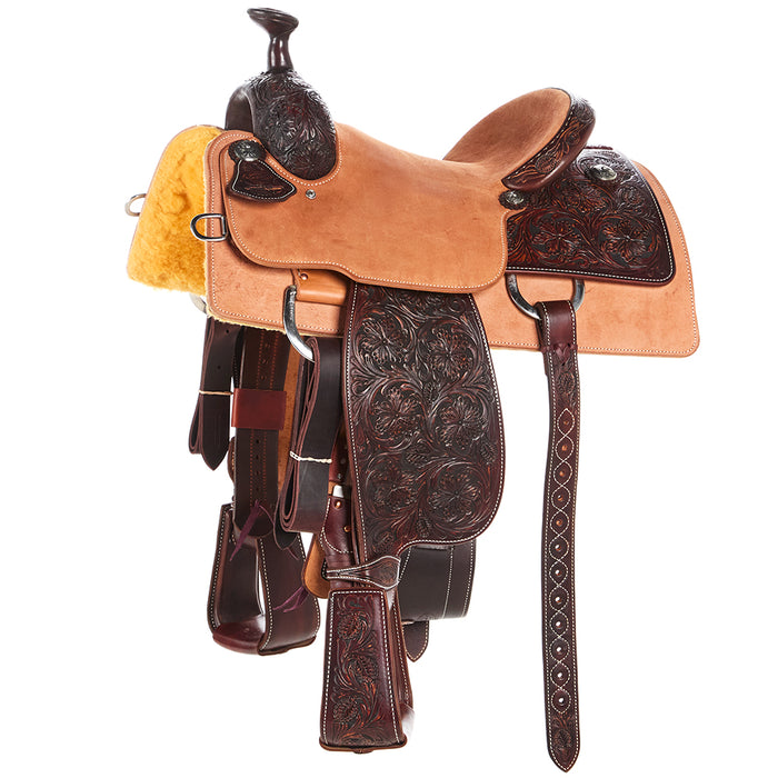 14in 5/8 Breed Med Brown Wyoming Flower Hard Seat