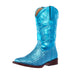 Childrens Glitter Gleam Turquoise Checkered Cowgirl Boot