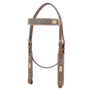 Turquoise Stone Basket Stamp Browband Headstall