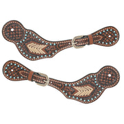 Ladies Turquoise Stone Basket Stamp Spur Straps