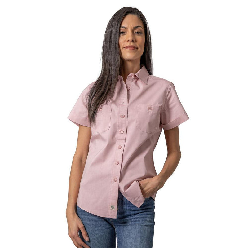Womens Linville Short Sleeve Pink Button Up