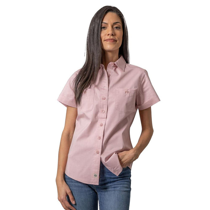 Womens Linville Short Sleeve Pink Button Up