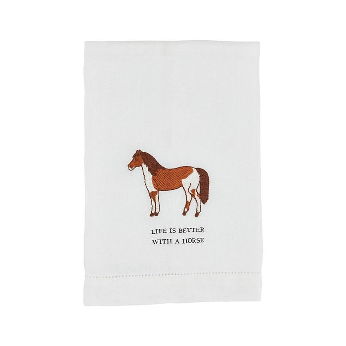 Life Is Better Horse Embroidery Towel