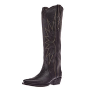 Women`s Loretta Black Goat Vamp 17In Black Goat Top Boot
