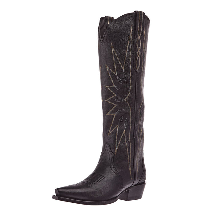 Women`s Loretta Black Goat Vamp 17In Black Goat Top Boot