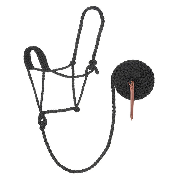 Black Braided Rope Halter with Lead
