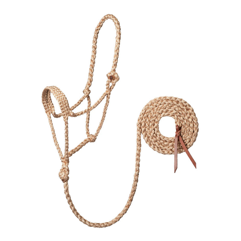Tan Braided Rope Halter with Lead