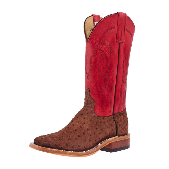 Men's Ride Ready Kango Tobaco Suede Full Quill Ostrich Vamp 13in Red Waxy Kansas Top