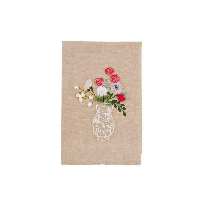 Flowers In Vase Embroidery Towel