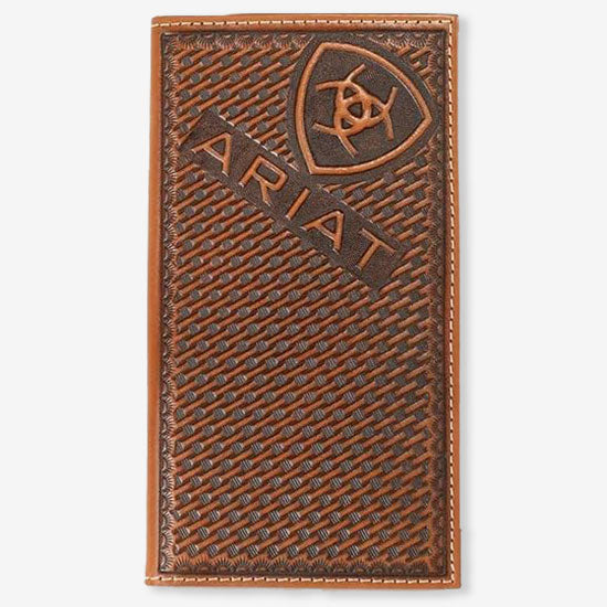 Brown Sunburst Basket Weave Wallet