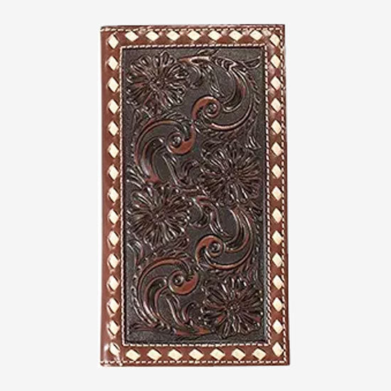 Ariat Chocolate Brown Tooled Inlay Rodeo Wallet