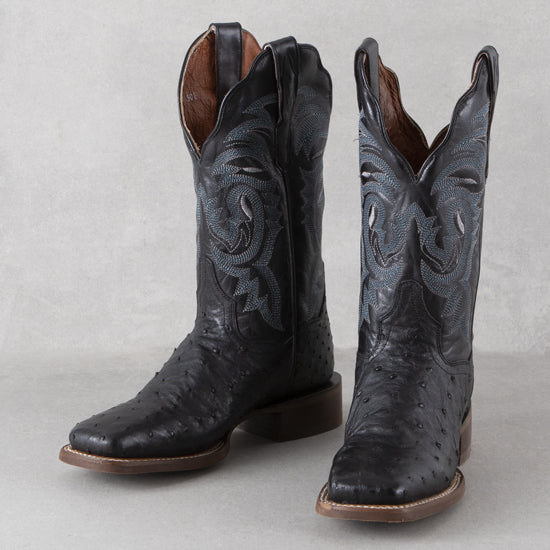 Kylo Black Full Quill Ostrich Boots