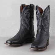 Black Alamosa Full Quill Ostrich Boots