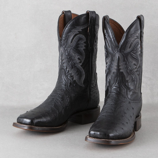 Black Alamosa Full Quill Ostrich Boots