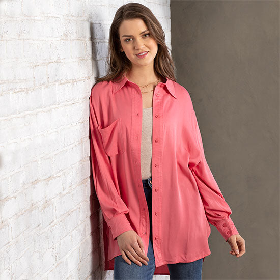 Country Grace Coral Button Down